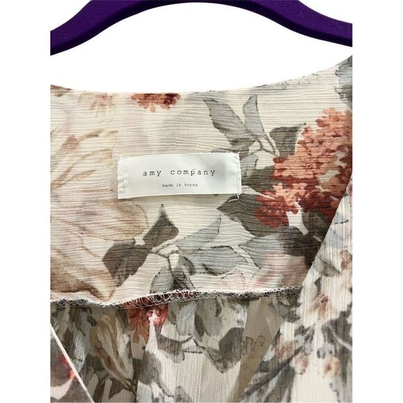Amy Company Women's Floral Long Sleeve Blouse Size S Multicolor Casual - Picture 2 of 5